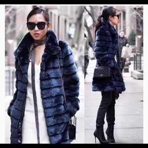 Eliza J Blue Faux Fur Coat